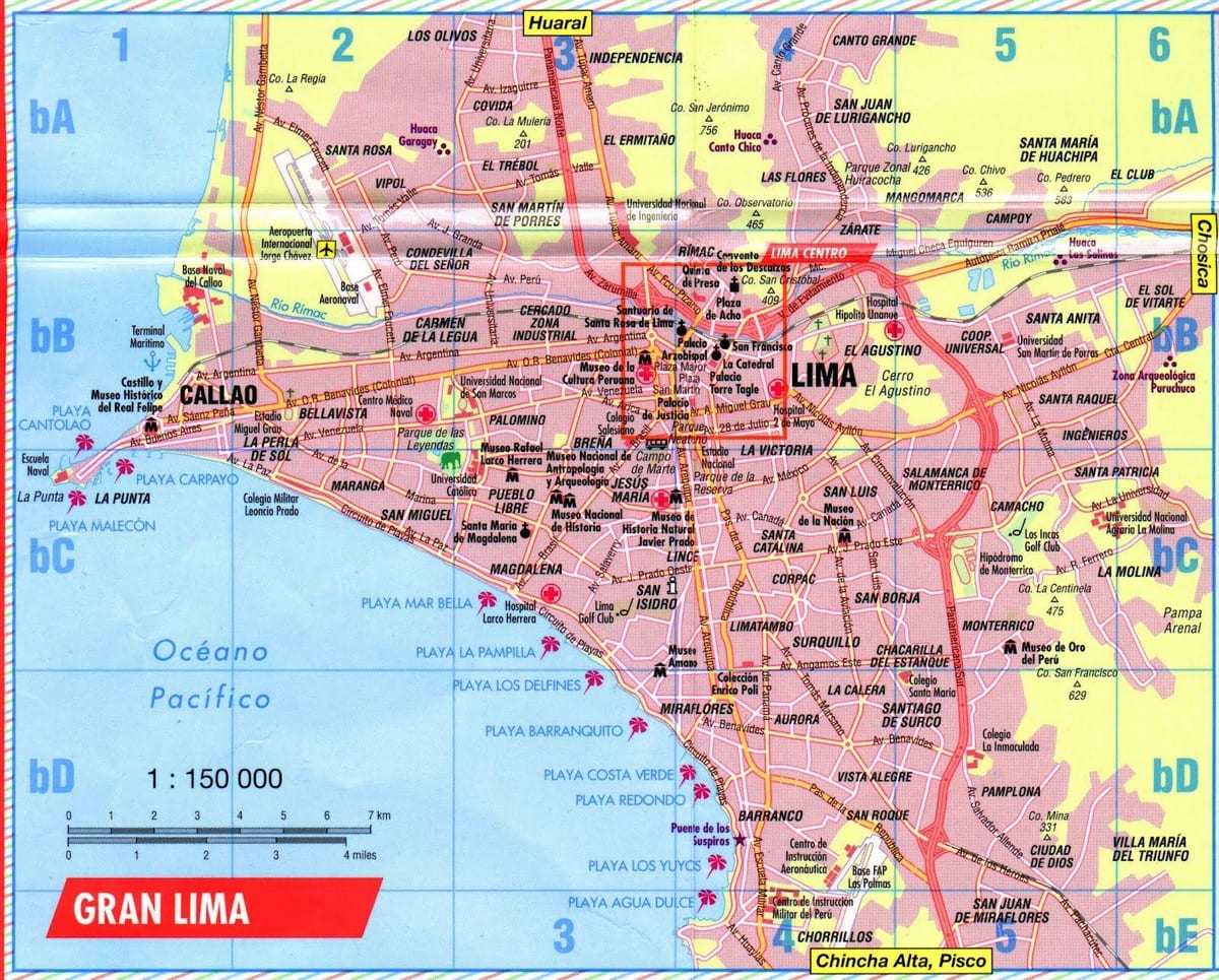 Lima haritası üzerinde otobüsten hop hop 