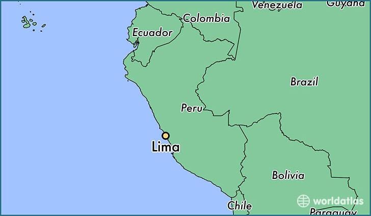 Dünya haritası üzerinde Lima peru 